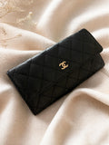 CHANEL Black Wallet with CC Logo, Snap Closure & Zip Coin Pocket
